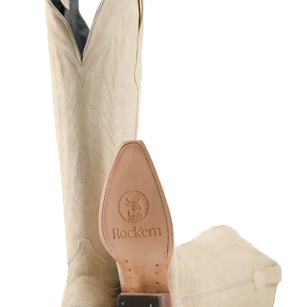 Cream Heeled Boots for Women
